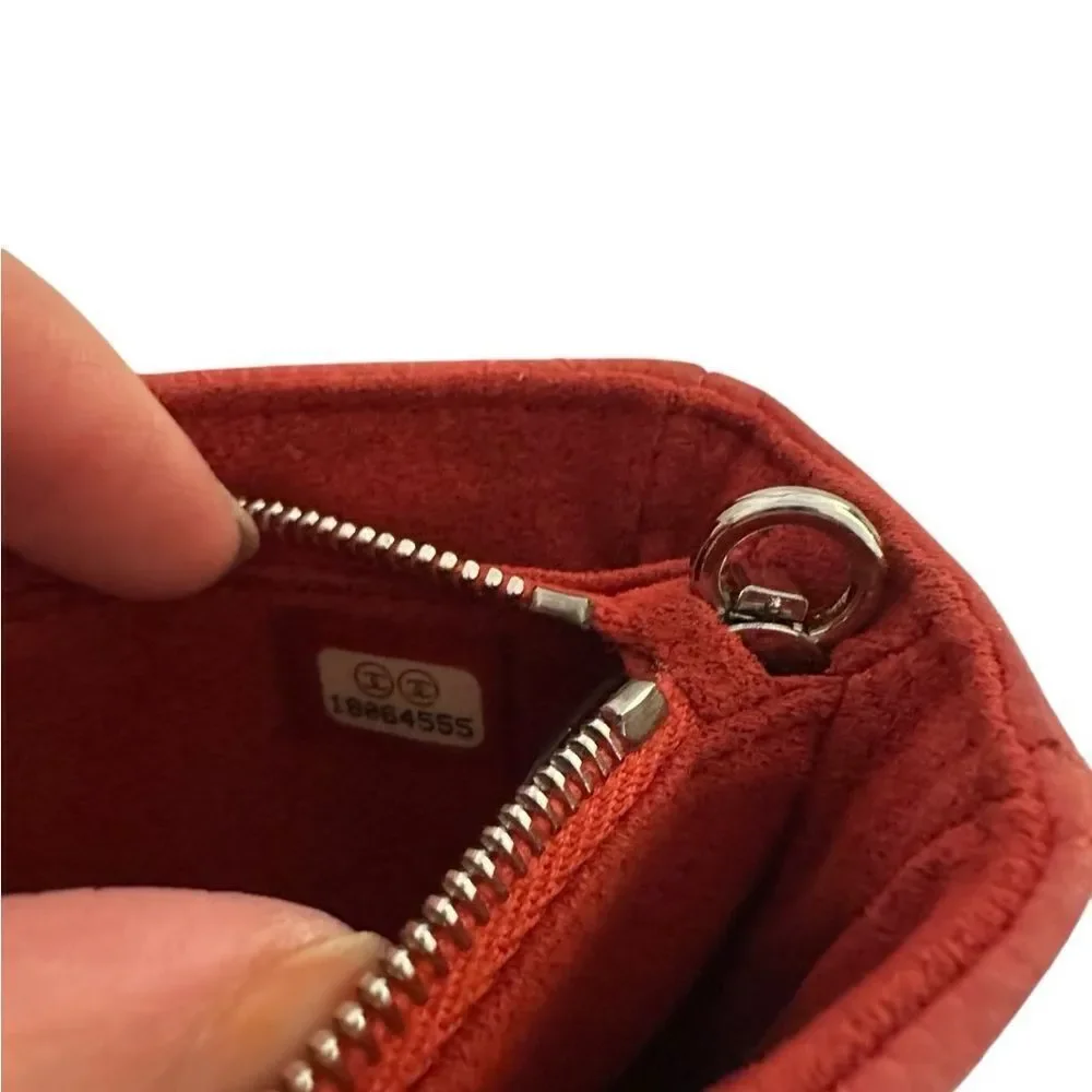 CHANEL Coral Quilted Leather French purse